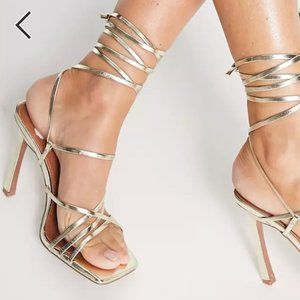 ASOS DESIGN Nobu Strappy Tie Leg Heeled Sandals